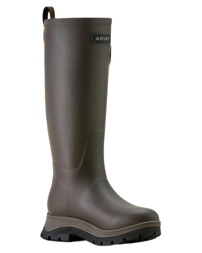 Bracken Brown coloured Ariat Womens Woodstock Rubber Boots on white background #colour_bracken-brown