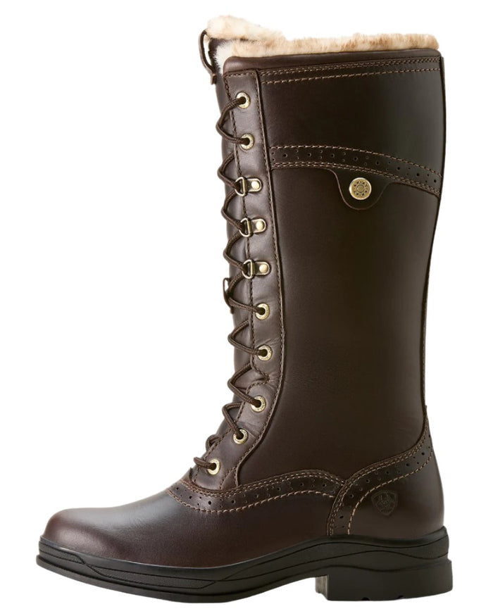 Dark Mocha Ariat Womens Wythburn II Sherpa Waterproof Boots on white background #colour_dark-mocha