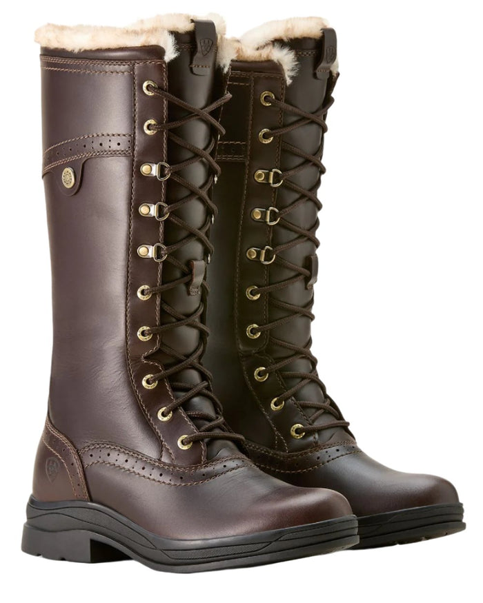 Dark Mocha Ariat Womens Wythburn II Sherpa Waterproof Boots on white background #colour_dark-mocha