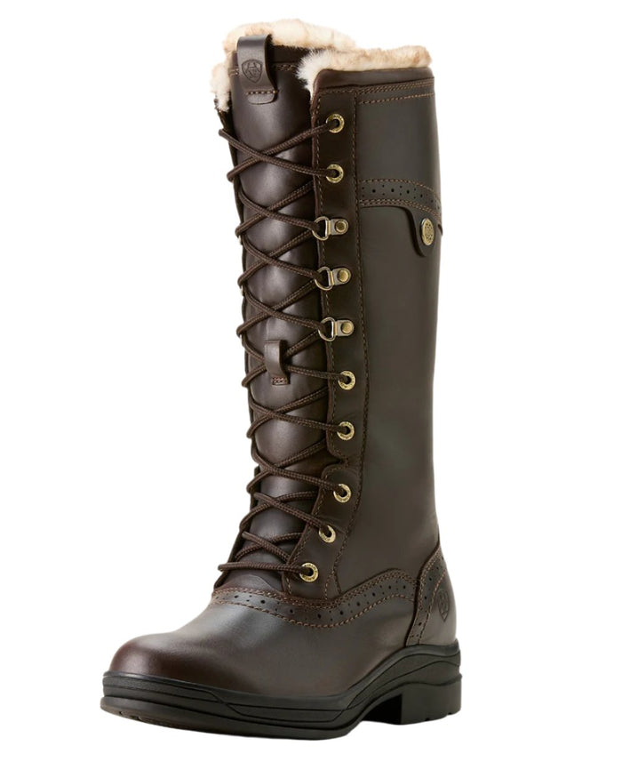 Dark Mocha Ariat Womens Wythburn II Sherpa Waterproof Boots on white background #colour_dark-mocha