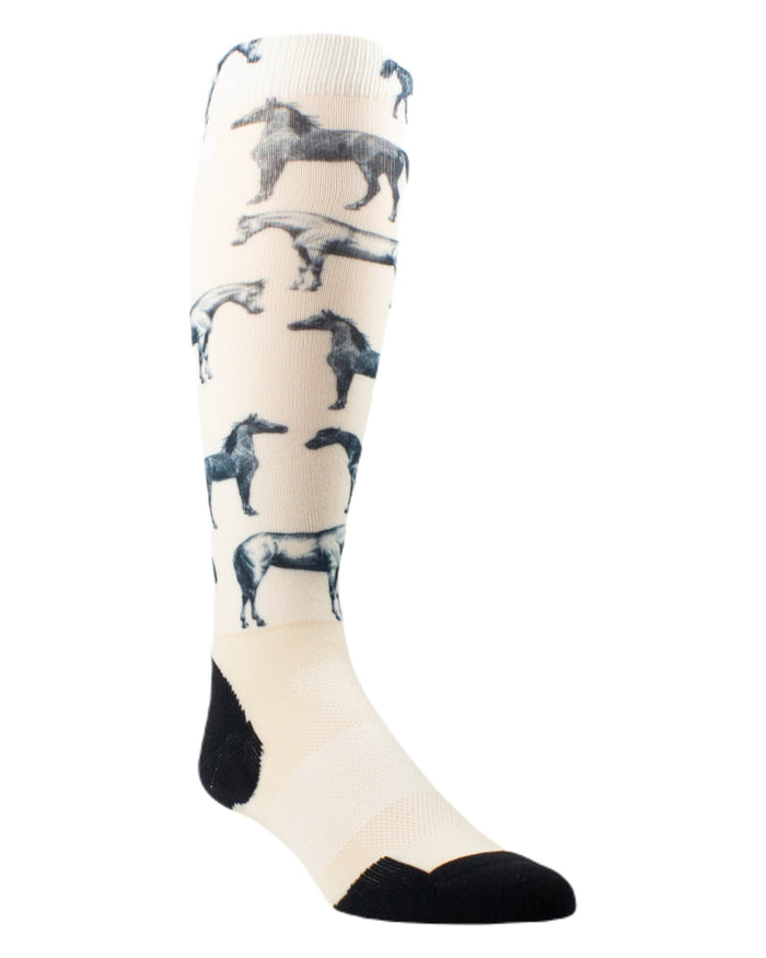 Summer Sand House coloured AriatTEK Slim Printed Socks on white background #colour_summer-sand-house