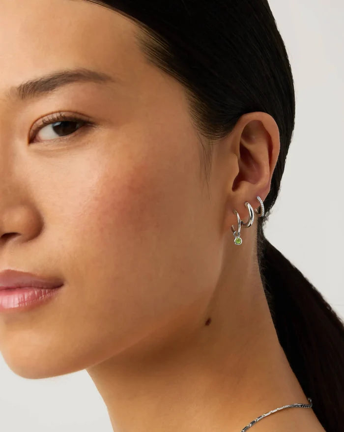 August Birthstone Mini Charm Hoop Earrings | Sterling Silver/Peridot Earrings Missoma