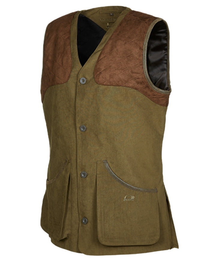 Pine Green Coloured Baleno Dolman Gilet on white background #colour_pine-green