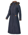 Dark Blue coloured Baleno Kensington Warm Long Waterproof Coat on white background #colour_dark-blue