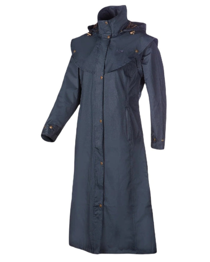 Navy Blue Coloured Baleno Newbury Waterproof Long Coat On A White Background #colour_navy-blue