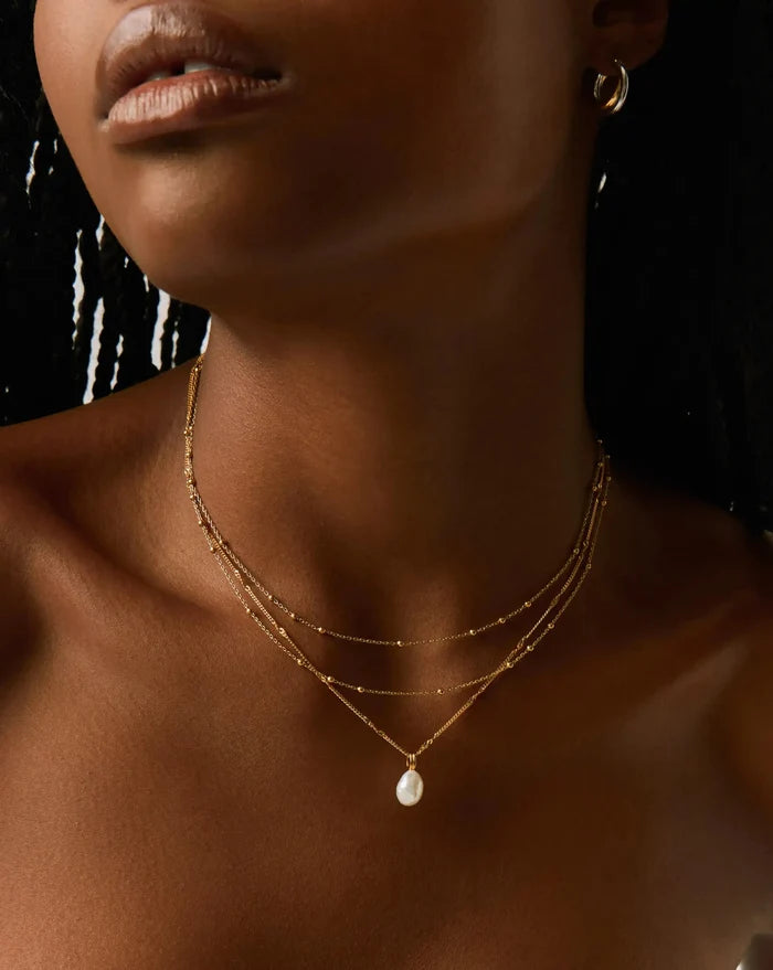 Baroque Pearl Twisted Chain Necklace | 18ct Gold Vermeil/Pearl Necklaces Missoma