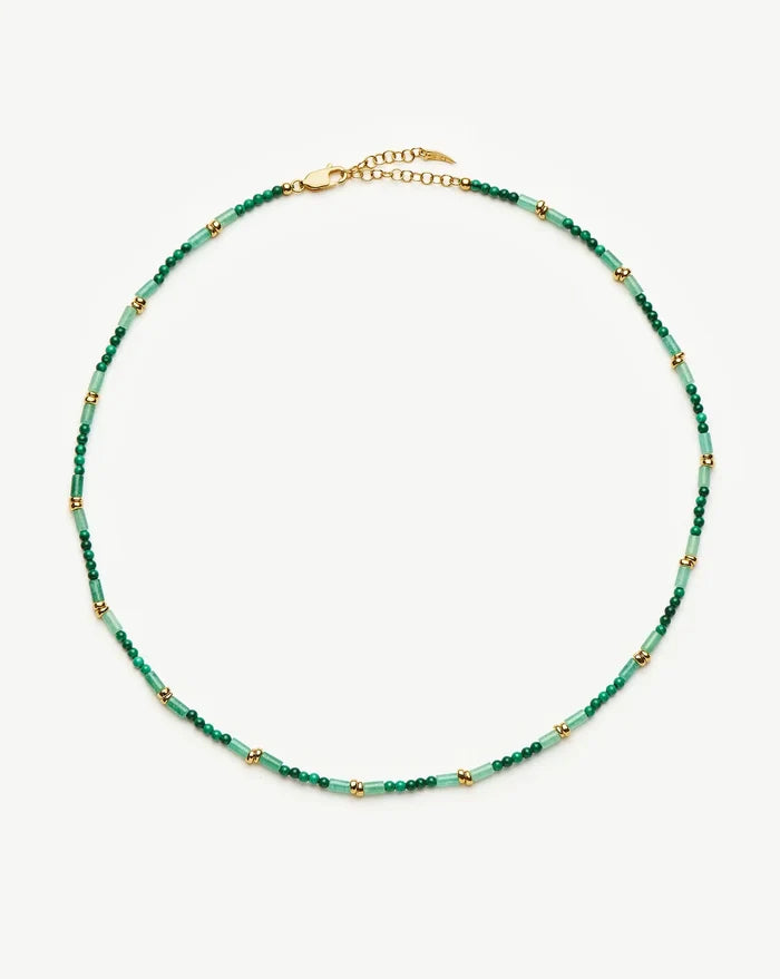 Beaded Gemstone Choker | 18ct Gold Plated/Mojito Green Necklaces Missoma