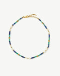 Beaded Gemstone & Pearl Anklet | 18ct Gold Plated/Lagoon Blue Anklets Missoma