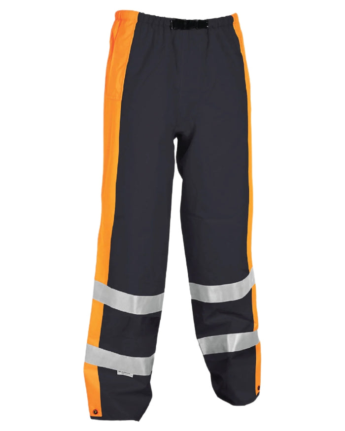 Fluoro Orange Navy coloured Betacraft ISO940 Ranger Overtrousers on white background #colour_fluoro-orange-navy