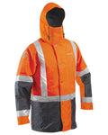 Fluoro Orange Navy coloured Betacraft ISO940 Waterproof Ranger Parka on white background #colour_fluoro-orange-navy