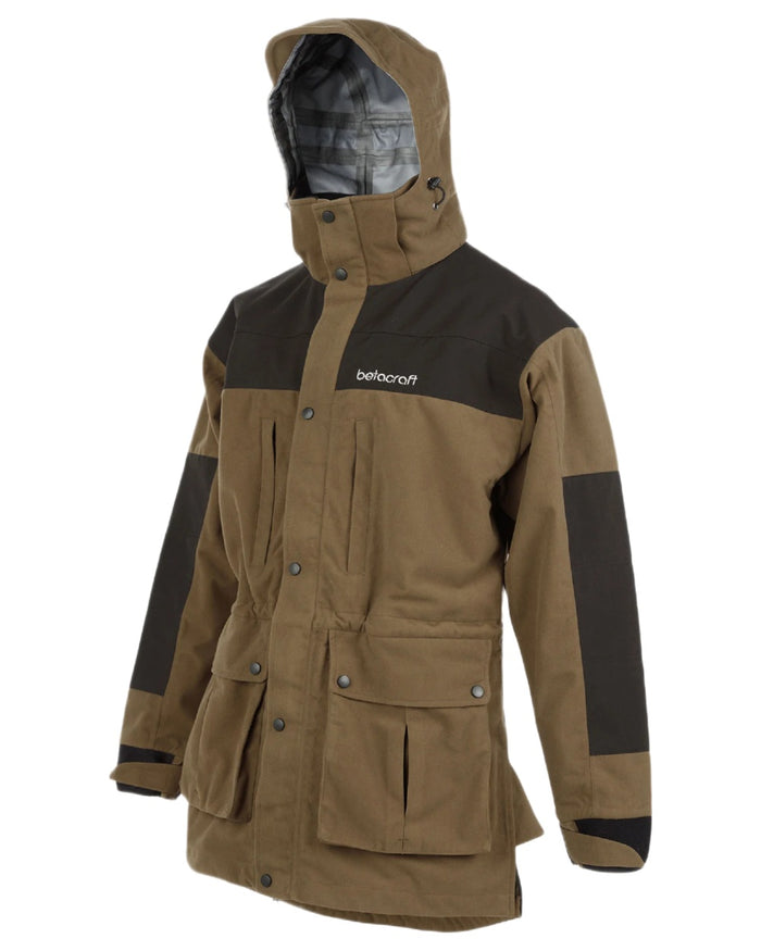 Taupe coloured Betacraft Mamaku Jacket on white background #colour_taupe