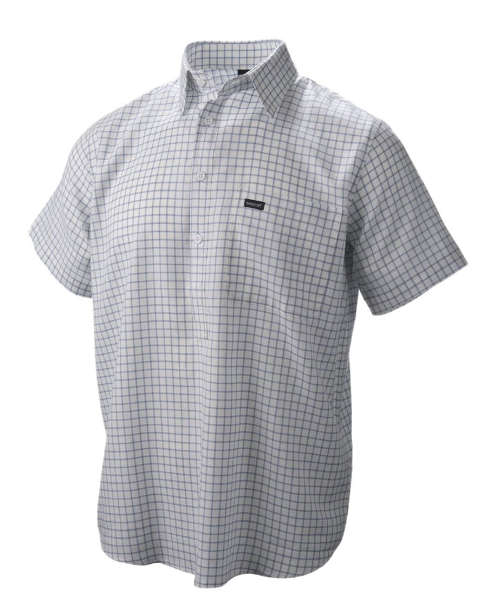 Cream Cool Blue Coloured Betacraft Mens Horizon Short-Sleeved Shirts on white background #colour_cream-cool-blue