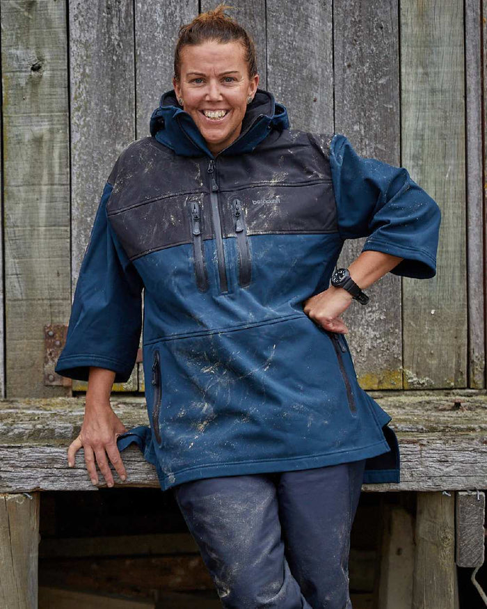 Navy coloured Betacraft Mens Husk Anorak on factory background #colour_navy