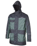 Greenstone Charcoal coloured Betacraft ISO940 Waterproof Parka on white background #colour_greenstone-charcoal