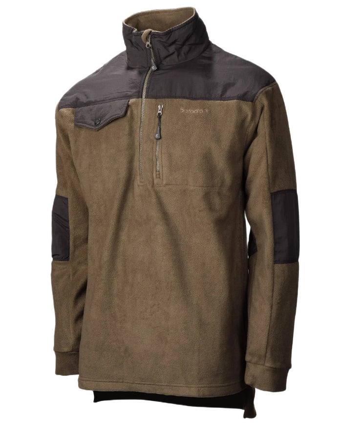 Olive coloured Betacraft Quest Eco Fleece Half Zip Top on white background #colour_olive