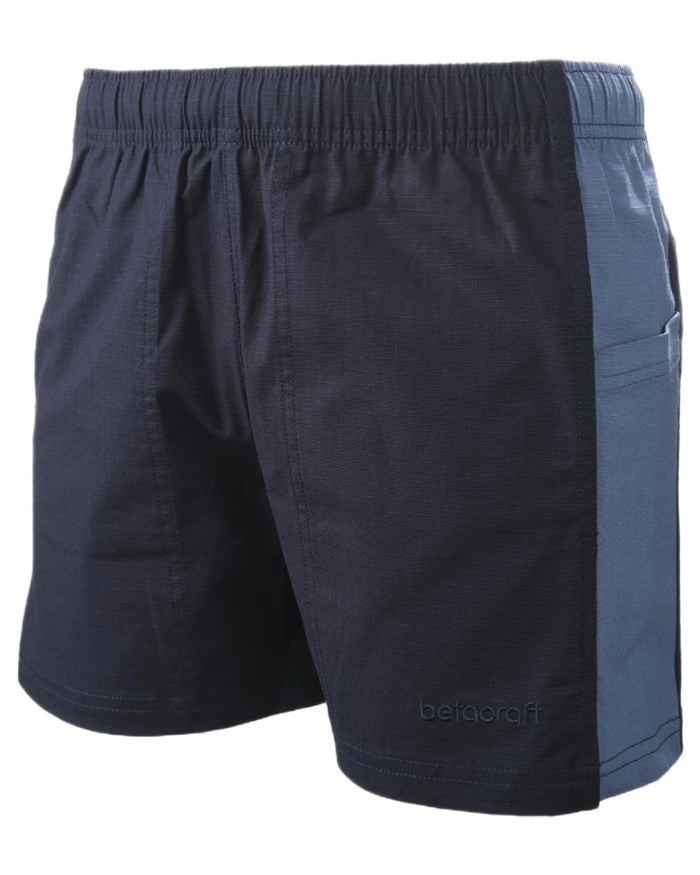 Dark Navy Cool Blue coloured Betacraft Station Shorts 3 on white background #colour_dark-navy-cool-blue