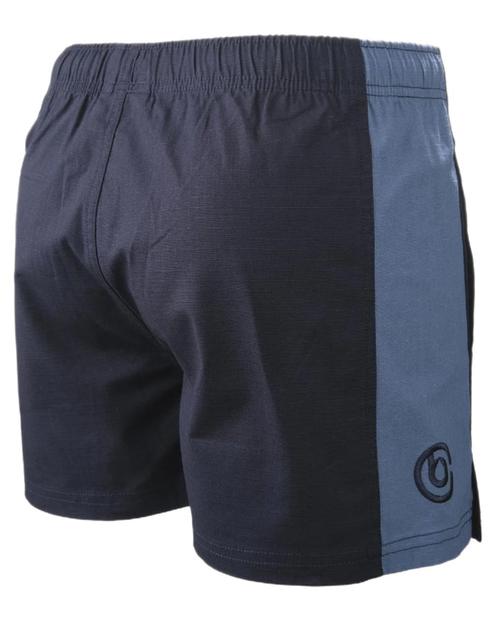 Dark Navy Cool Blue coloured Betacraft Station Shorts 3 on white background #colour_dark-navy-cool-blue