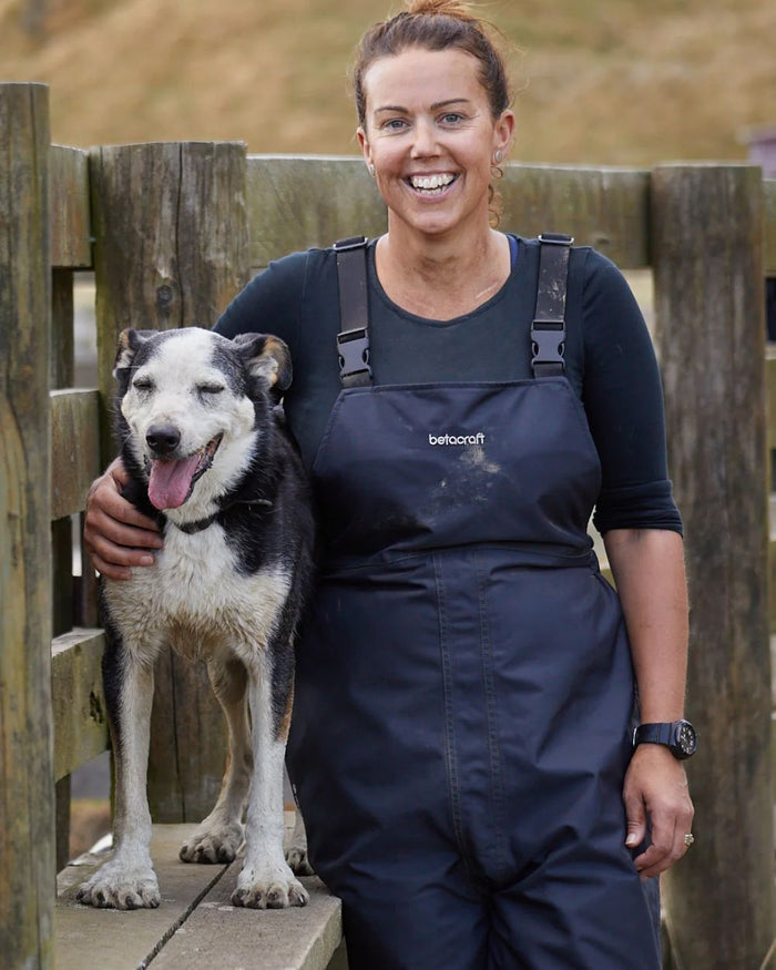 Black Saddle Coloured Betacraft ISO940 Eco Over Trouser on outdoor background #colour_black-saddle