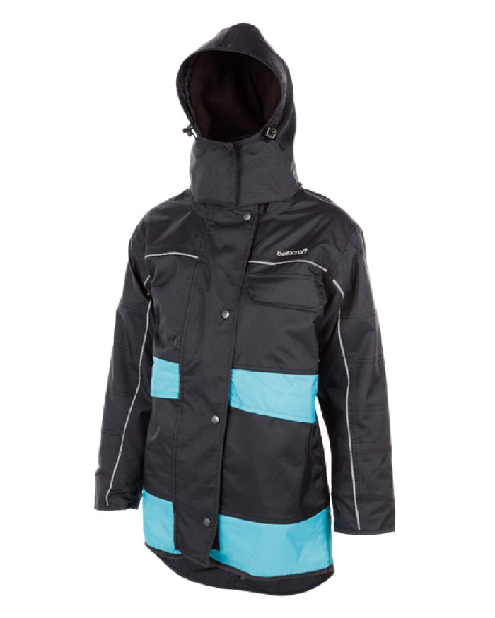 Charcoal Blue Coloured Betacraft Womens ISO940 Parka on white background #colour_charcoal-blue