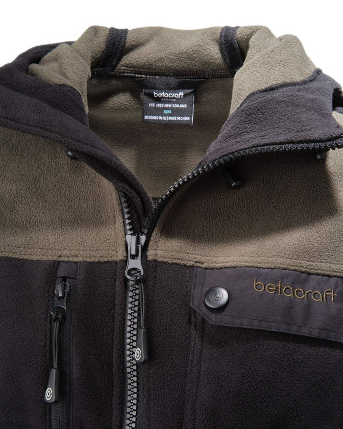 Black coloured Betacraft Womens Zephyr Fleece Jacket on white background #colour_black