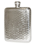 Bisley 6oz Hammered Pewter Flask On White Background