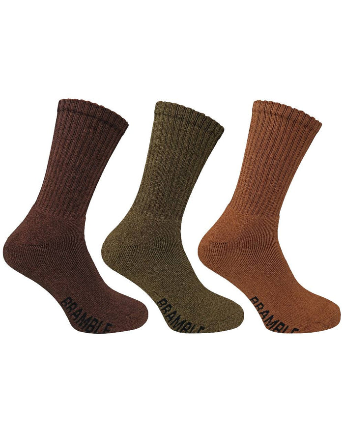 Brown Mix coloured Bramble Mens All Terrain Socks Triple Pack on white background #colour_brown-mix
