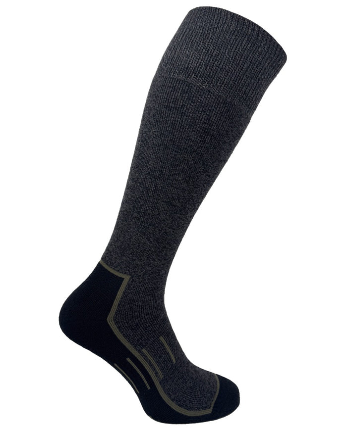 Black Grey coloured Bramble Mens Welly Socks on white background #colour_black-grey
