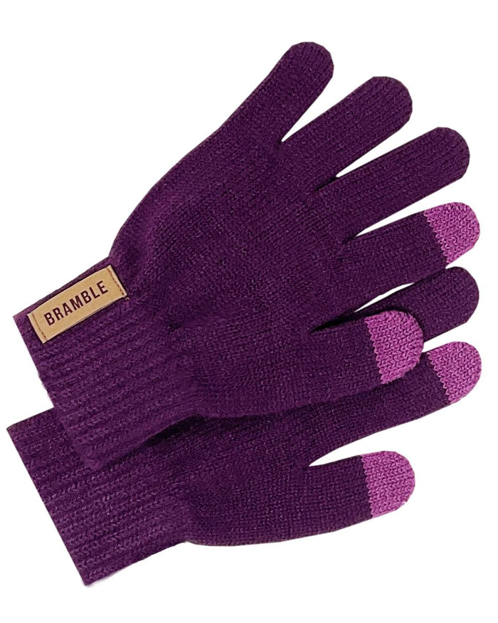 Purple Mix coloured Bramble Three Piece Colour Block Hat Gloves Scarf Set on white background #colour_purple-mix