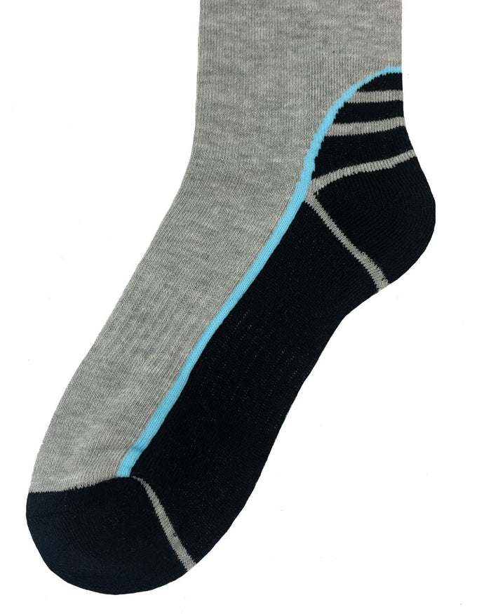 Grey Black coloured Bramble Womens Hiker Bamboo Footbed Socks Triple Pack on white backgound #colour_grey-black
