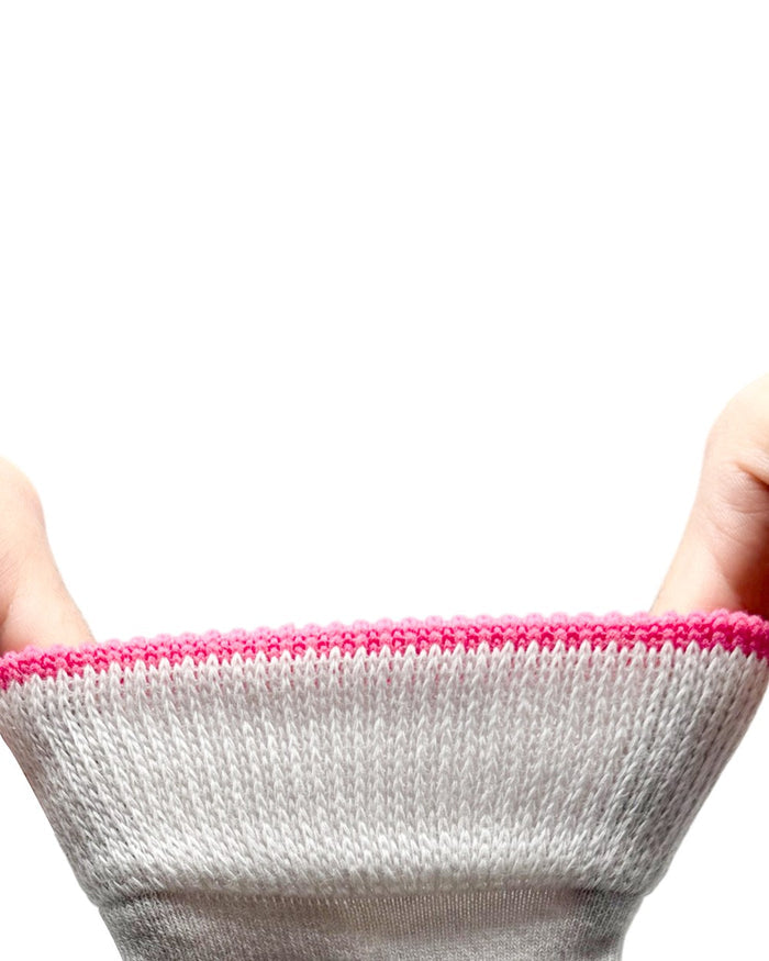 Grey Pink Coloured Bramble Womens Low Cut Trail Socks Triple Pack on white background #colour_grey-pink