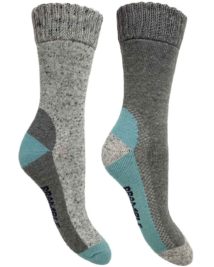Grey Blue coloured Bramble Womens Weekend Rambler Socks Twin Pack on white background #colour_grey-blue