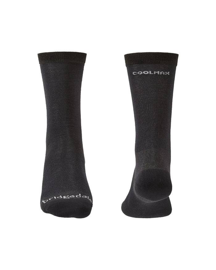 Black coloured Bridgedale Base Layer Coolmax Socks on white background #colour_black