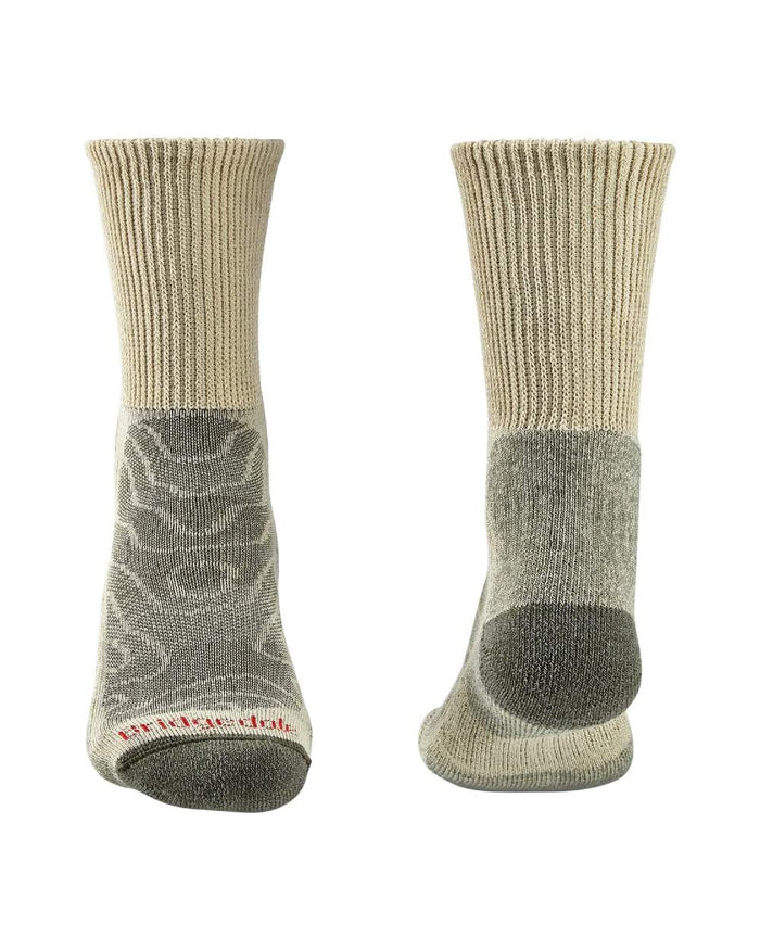 Natural coloured Bridgedale Mens Lightweight Merino Comfort Socks on a white background #colour_natural