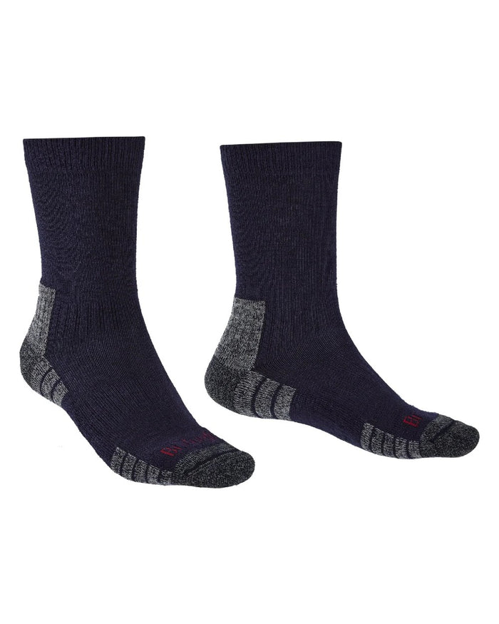 Navy/Grey coloured Bridgedale Lightweight Merino Performance Boot Socks on white background #colour_navy-grey