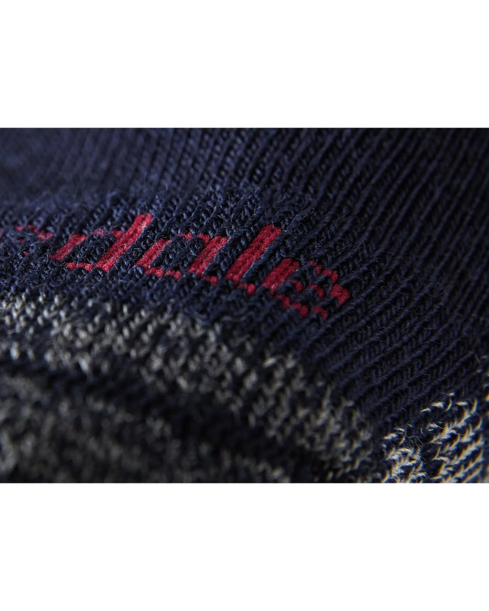 Navy/Grey coloured Bridgedale Lightweight Merino Performance Boot Socks on white background #colour_navy-grey