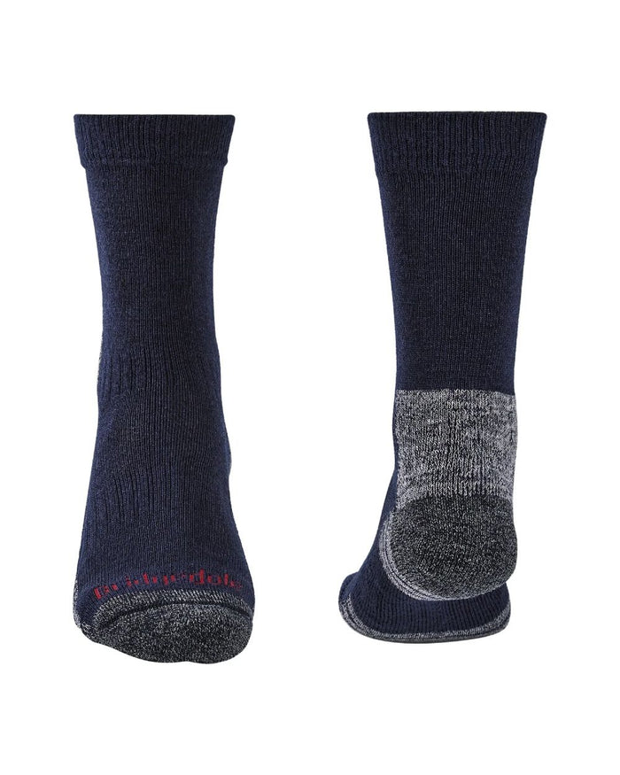Navy/Grey coloured Bridgedale Lightweight Merino Performance Boot Socks on white background #colour_navy-grey