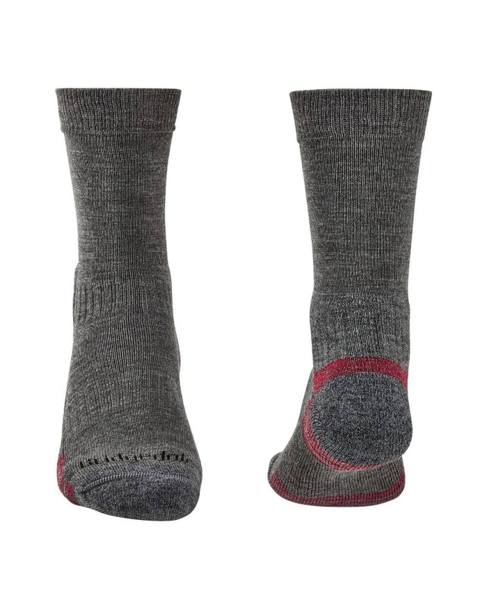 Grey Heather coloured Bridgedale Lightweight Merino Performance Boot Socks on white background #colour_grey-heather