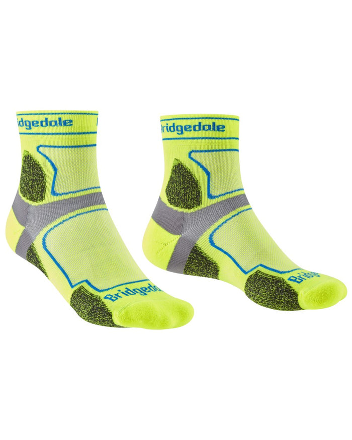 Yellow coloured Bridgedale Mens Trail Run Ultralight T2 Coolmax Sport Socks on white background #colour_yellow