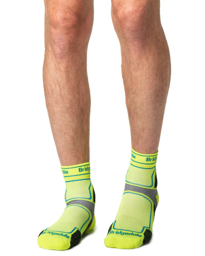 Yellow coloured Bridgedale Mens Trail Run Ultralight T2 Coolmax Sport Socks on white background #colour_yellow