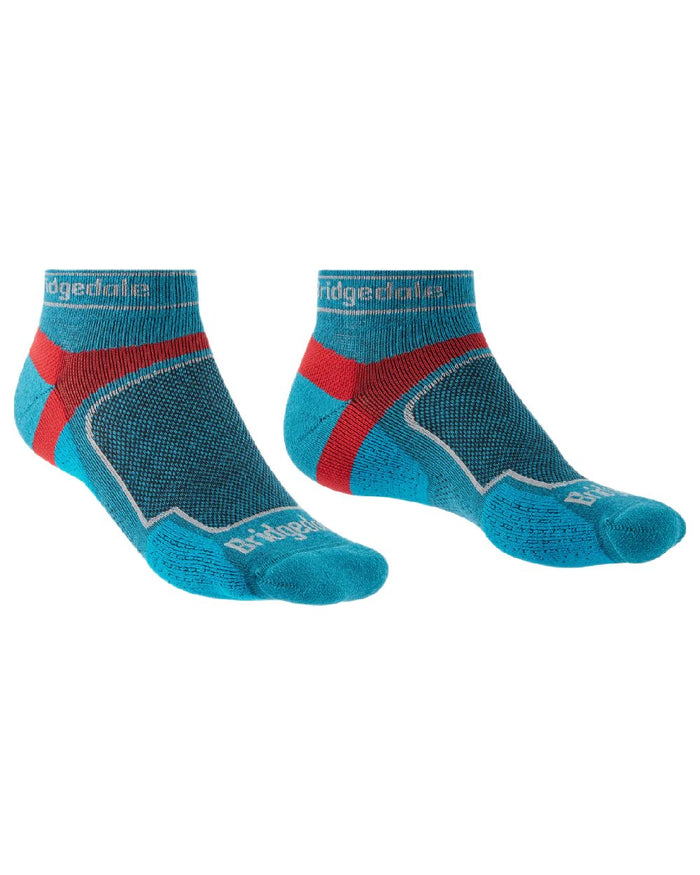 Blue Coloured Bridgedale Mens Ultra Light T2 Coolmax Sport Low on White Background
#colour_blue