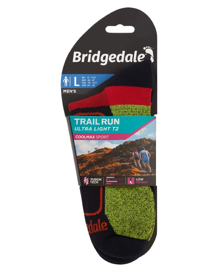 Navy Coloured Bridgedale Mens Ultra Light T2 Coolmax Sport Low on White Background
#colour_navy