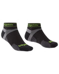 Black Coloured Bridgedale Mens Ultra Light T2 Merino Sport Low on White Background
#colour_black