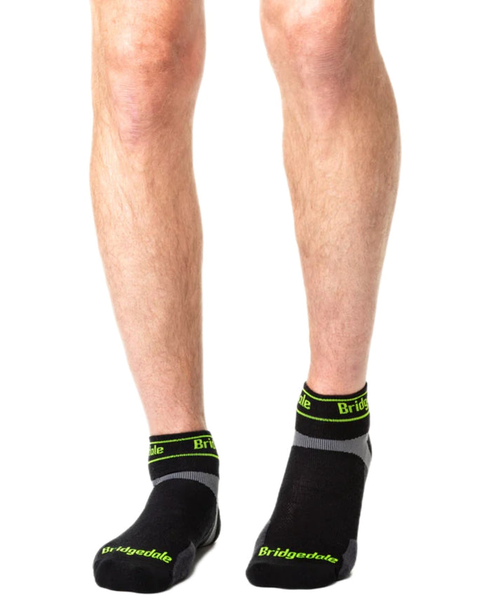 Black Coloured Bridgedale Mens Ultra Light T2 Merino Sport Low on White Background
#colour_black