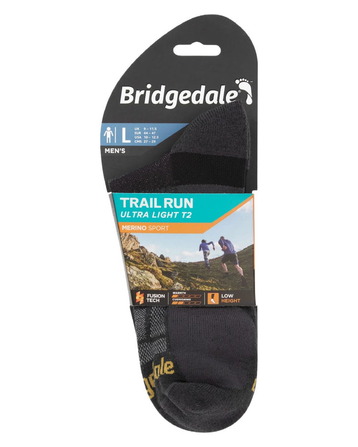 Gunmetal Coloured Bridgedale Mens Ultra Light T2 Merino Sport Low on White Background
#colour_gunmetal