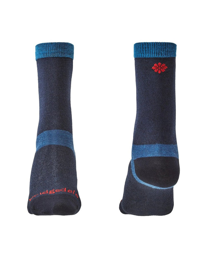 Navy coloured Bridgedale Womens Base Layer Coolmax Liner Socks - Twin Pack on white background #colour_navy