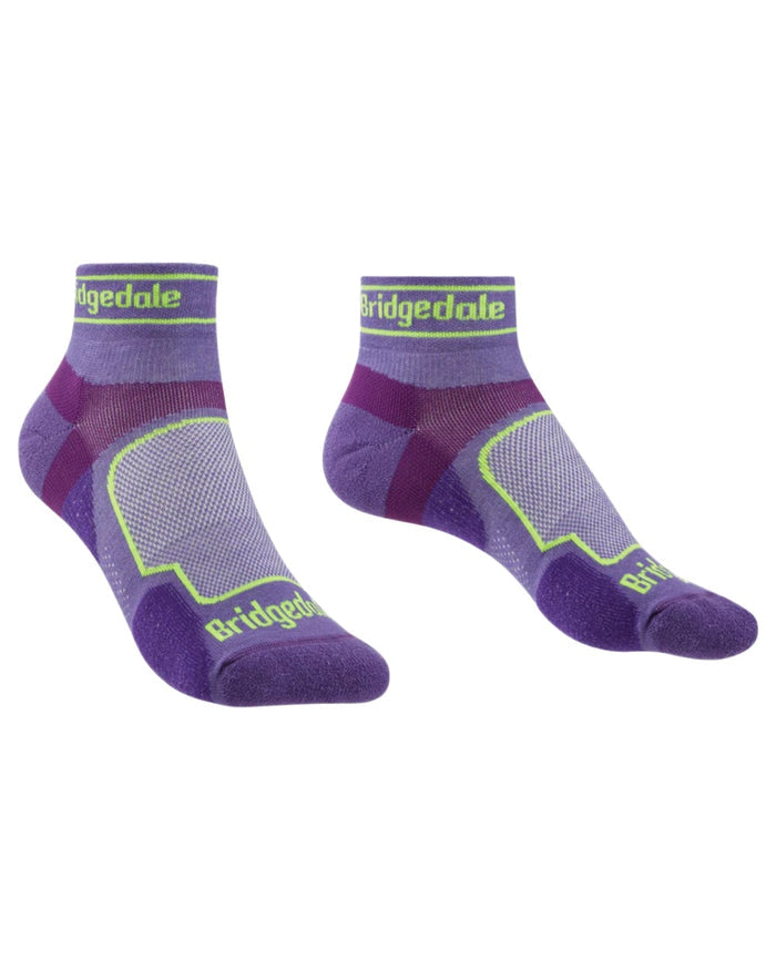 Purple Coloured Bridgedale Womens Ultra Light T2 Coolmax Sport Low on White Background
#colour_purple