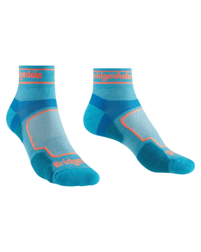 Blue Coloured Bridgedale Womens Ultra Light T2 Coolmax Sport Low on White Background
#colour_blue