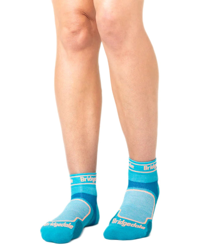 Blue Coloured Bridgedale Womens Ultra Light T2 Coolmax Sport Low on White Background
#colour_blue