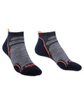 Navy/Candy Coloured Bridgedale Womens Ultra Light T2 Merino Performance Low Socks On A White Background #colour_navy-candy