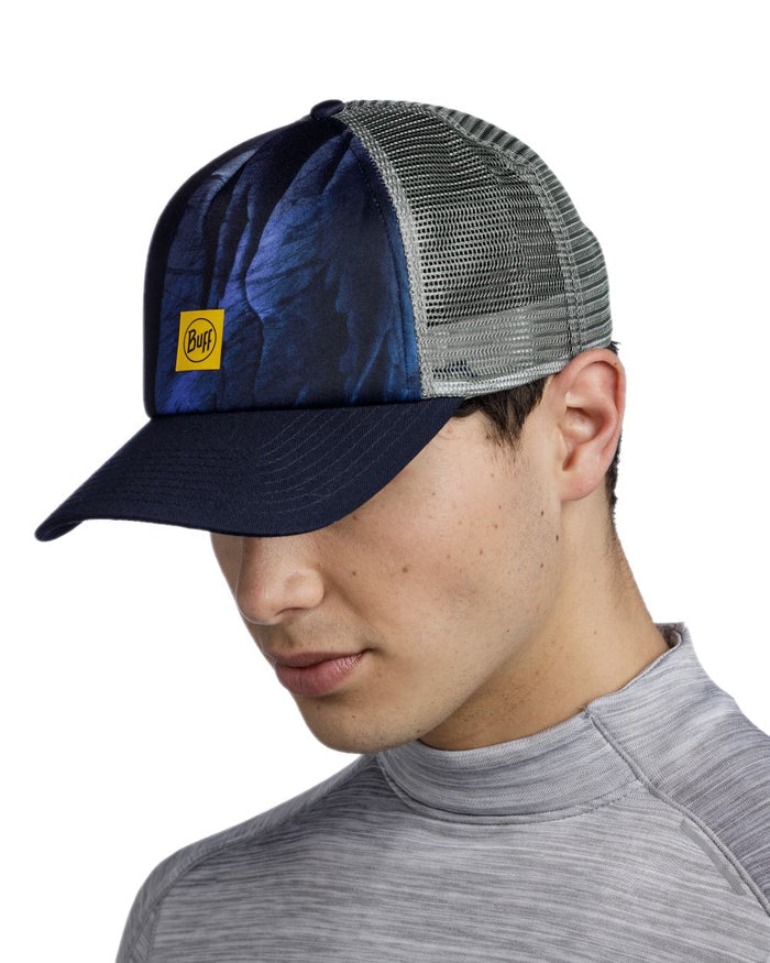Blue Coloured Buff Arius Pro-Team Trucker Cap on white background #colour_blue